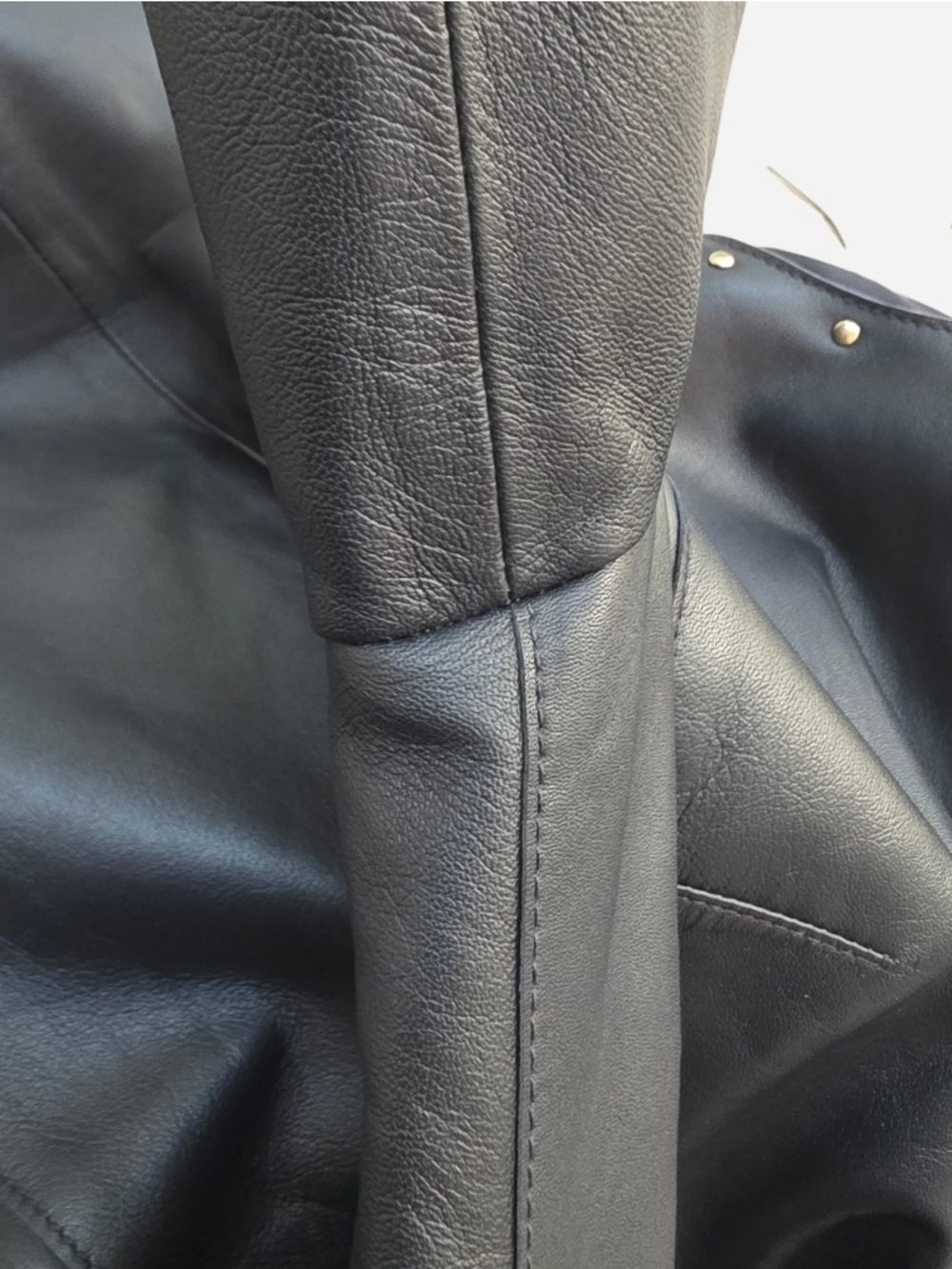 100% Leather Worth Studded Sheath Dress, Slate Gray Navy, Sz 10 - Picture 12 of 16